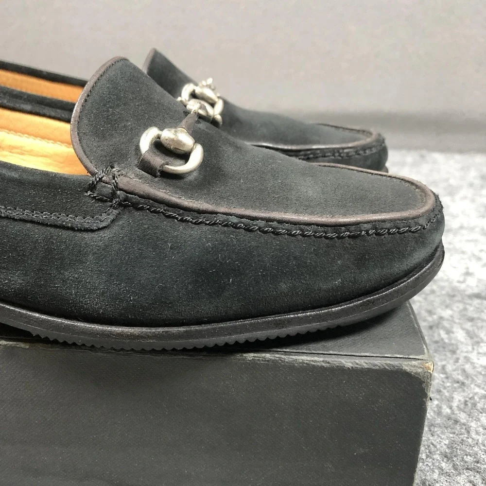 Gravati Loafers Mens 8 M Black Suede Horsebit Slip On Handmade Italy Luxury